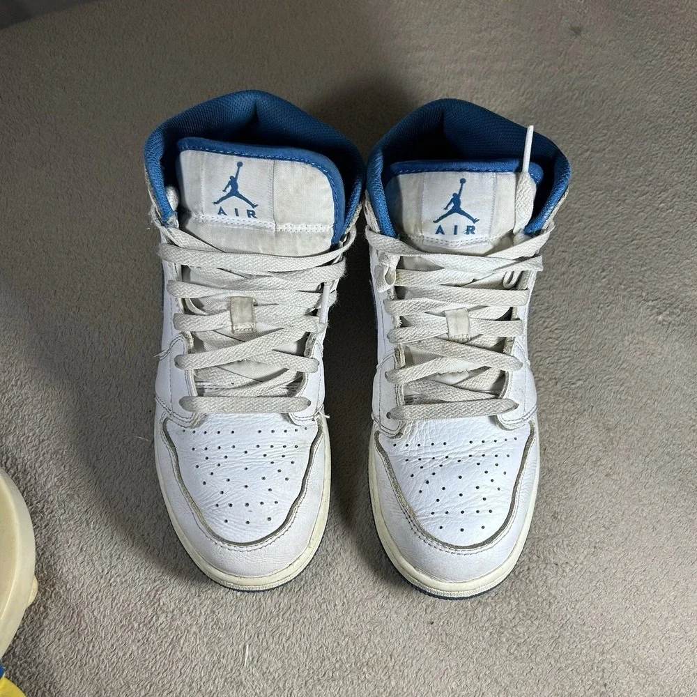 Nike Air Jordan 1 Mid SE GS Industrial Blue Shoes 7Y White FN7432-141